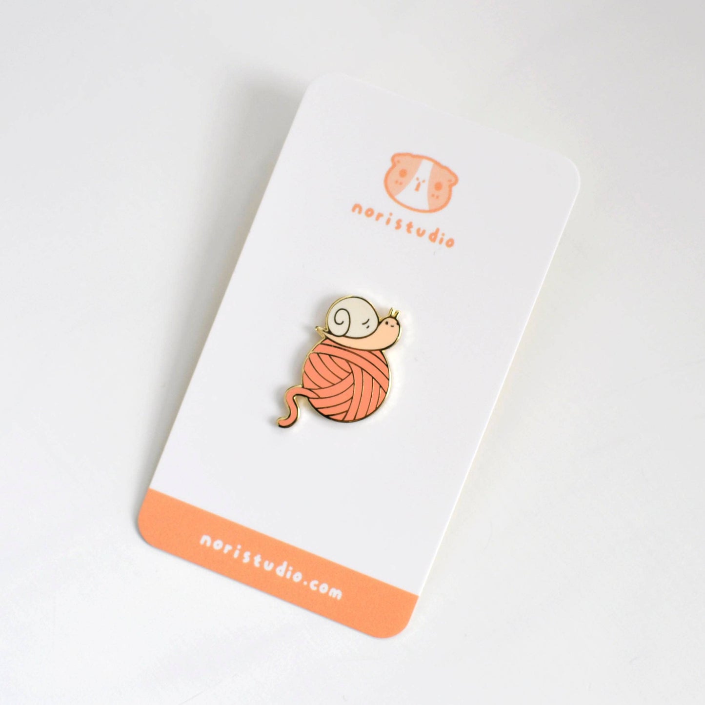 Josh the Snail with Yarn Ball Enamel Pin, gold color plated